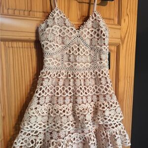 Cream Lace Sleeveless Dress